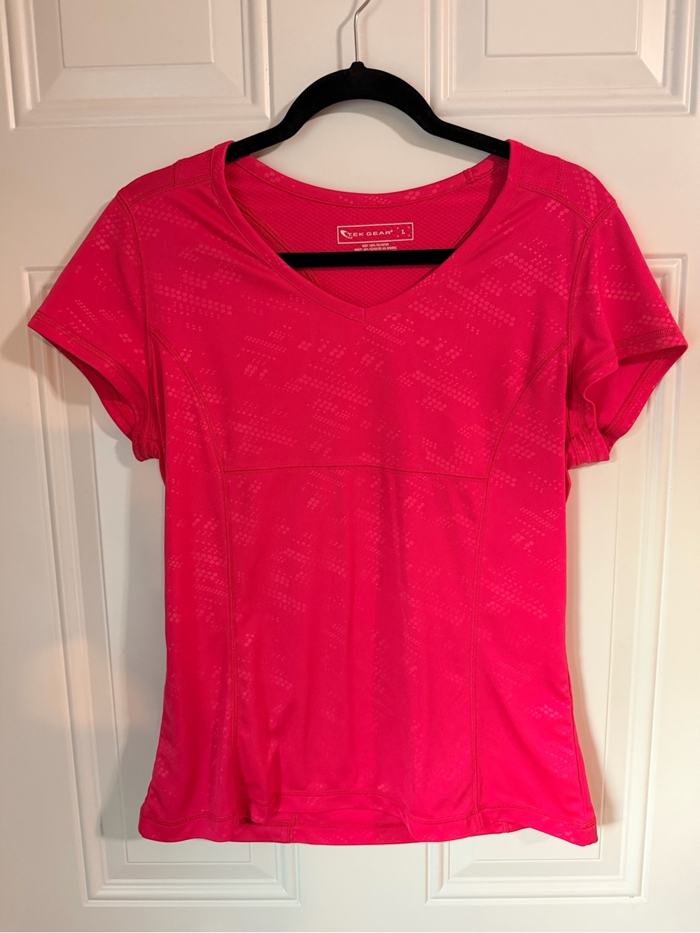 tek gear Hot Pink V-Neck Short Sleeve Performance Tee